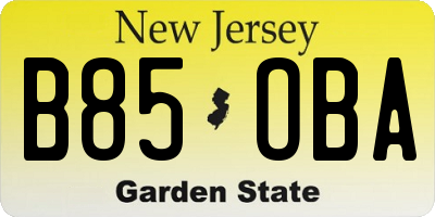 NJ license plate B85OBA