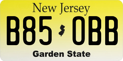 NJ license plate B85OBB