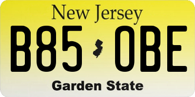 NJ license plate B85OBE