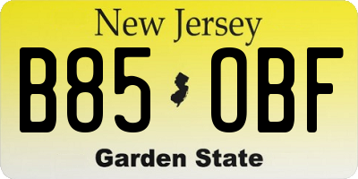 NJ license plate B85OBF
