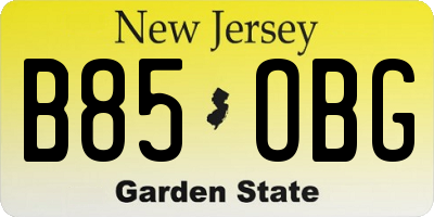 NJ license plate B85OBG