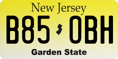 NJ license plate B85OBH