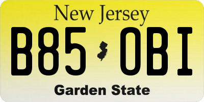NJ license plate B85OBI