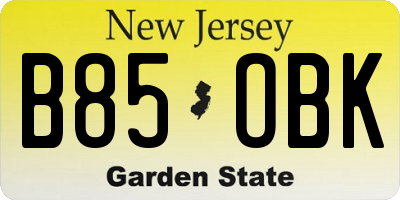 NJ license plate B85OBK