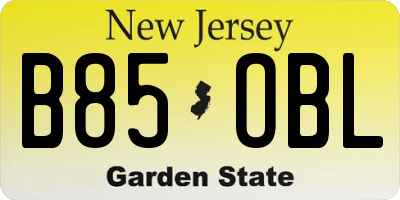 NJ license plate B85OBL