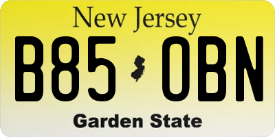 NJ license plate B85OBN