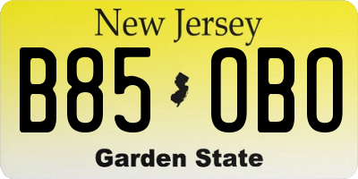 NJ license plate B85OBO