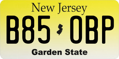 NJ license plate B85OBP