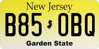 NJ license plate B85OBQ
