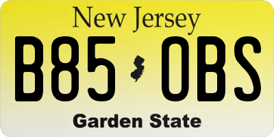 NJ license plate B85OBS