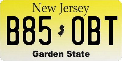 NJ license plate B85OBT