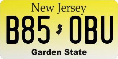 NJ license plate B85OBU