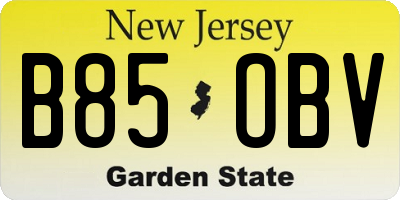 NJ license plate B85OBV