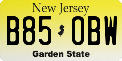 NJ license plate B85OBW