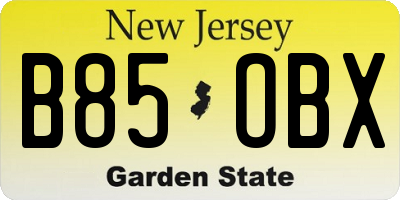 NJ license plate B85OBX