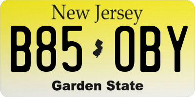 NJ license plate B85OBY