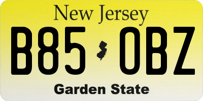 NJ license plate B85OBZ