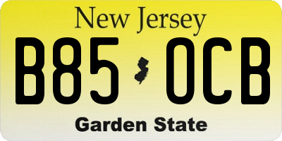 NJ license plate B85OCB