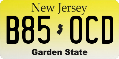 NJ license plate B85OCD