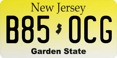 NJ license plate B85OCG