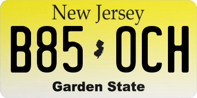 NJ license plate B85OCH