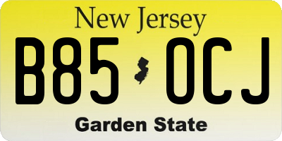 NJ license plate B85OCJ