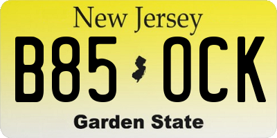 NJ license plate B85OCK