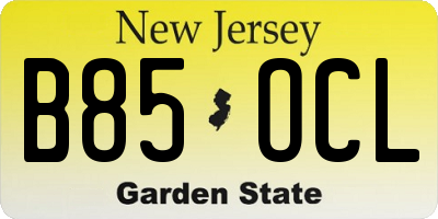 NJ license plate B85OCL
