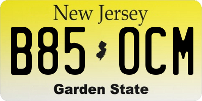 NJ license plate B85OCM