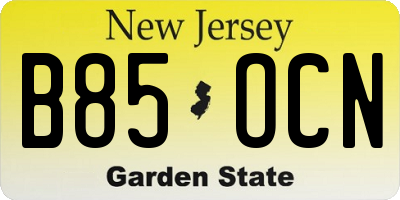 NJ license plate B85OCN