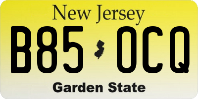 NJ license plate B85OCQ