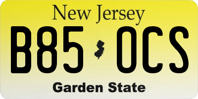 NJ license plate B85OCS