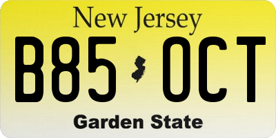 NJ license plate B85OCT