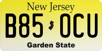NJ license plate B85OCU