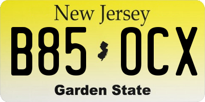NJ license plate B85OCX