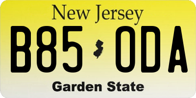 NJ license plate B85ODA