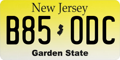 NJ license plate B85ODC