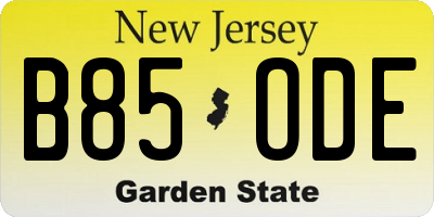 NJ license plate B85ODE