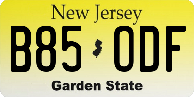 NJ license plate B85ODF