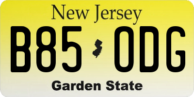 NJ license plate B85ODG