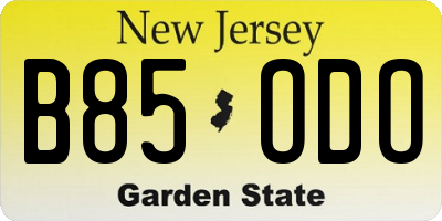 NJ license plate B85ODO