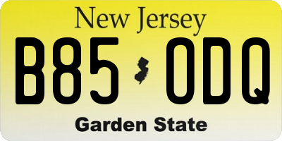 NJ license plate B85ODQ
