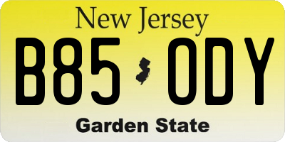 NJ license plate B85ODY