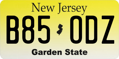 NJ license plate B85ODZ