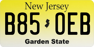 NJ license plate B85OEB