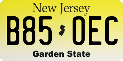 NJ license plate B85OEC