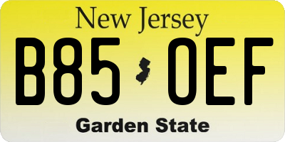 NJ license plate B85OEF