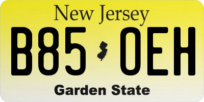 NJ license plate B85OEH