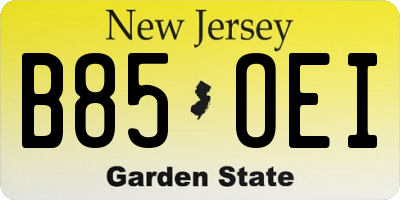 NJ license plate B85OEI
