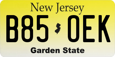 NJ license plate B85OEK